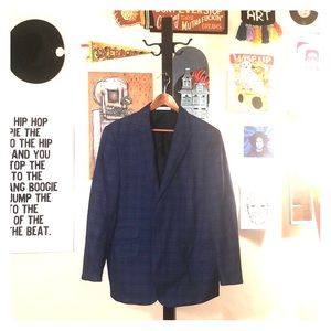 Slim fit Blue Plaid Blazer